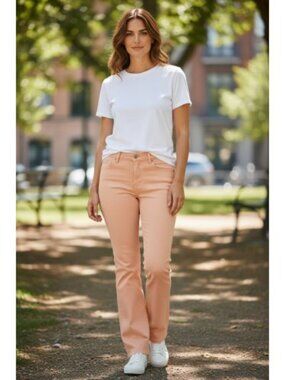 WOMAN WITHIN Peach Stretch Bootcut Denim Jeans Ladies Size 14WP